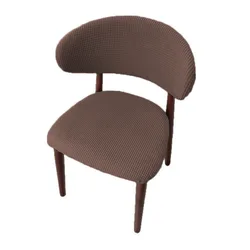 Set of Stretch Split Polar Fleece Chair Covers - Solid Color Dining Room Chair Protectors (Light coffee)