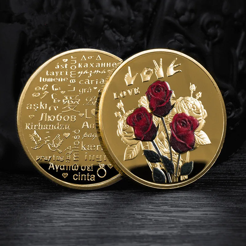 Rose-Commemorative-Coin-Decorati-Love-You-Gold-and-Silver-Valentine-s ...