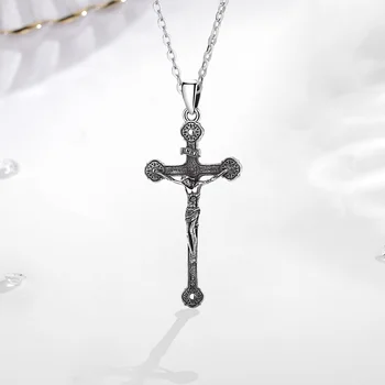 Jesus Cross Unisex Silver Necklace