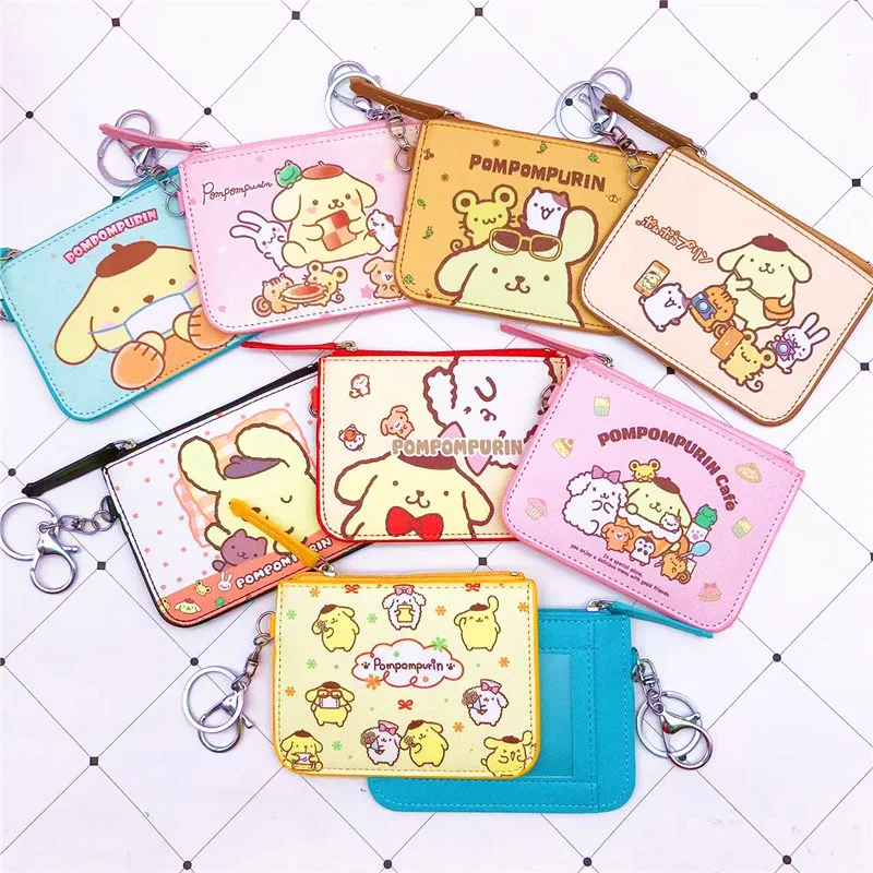 Sanrio Pu Wallet Cute Pompom Purin Children Toy Coin Purse Anime Sanrios Bag Women Kawaii Children Toys Bags Cartoon Girls Gift Plush Coin Purse