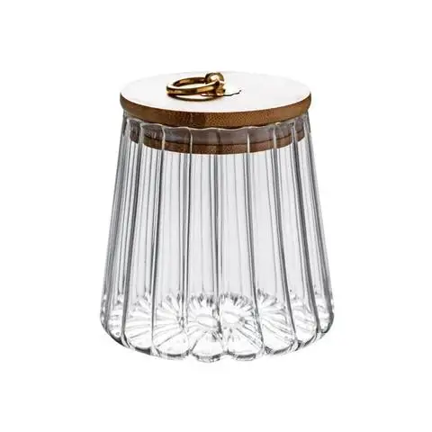 

Sealed Retro Glass Jar With Lid Striped Spice Dried Fruit Storage Container Transparent Moisture-Proof Home Kitchen Accessories