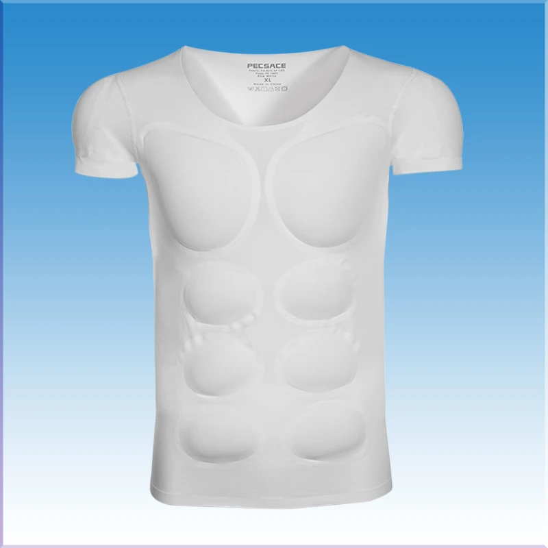 Sponge Man Cosplay Fake Muscle T-Shirt Arm Chest Belly Muscle Shaper Invisible Abdominal Pad Corset Top Undershirts Simulation