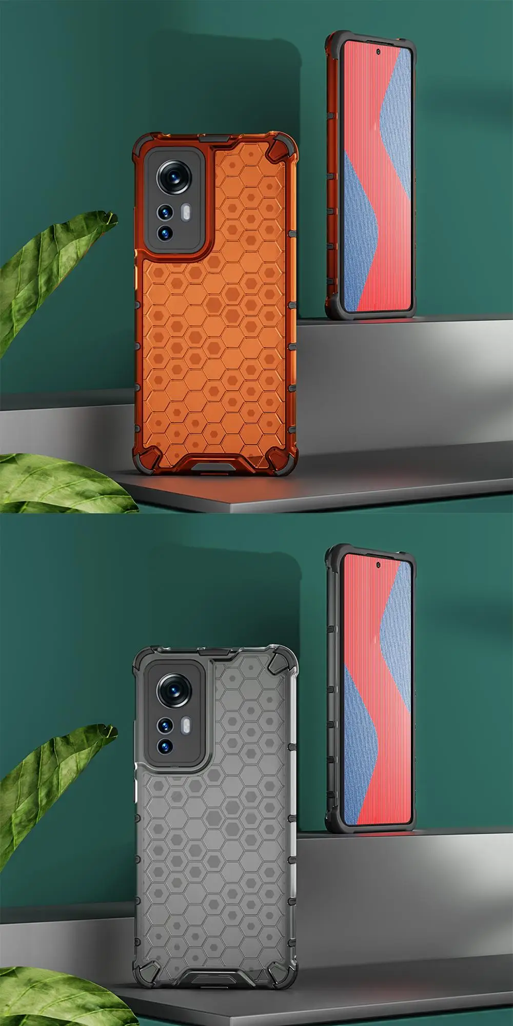 KEYSION stoßfeste Rüstungshülle für Xiaomi 12 Lite 12S Pro 5G, transparente Waben-Telefonrückseite für Xiaomi Mi 12 12X_voghion.com