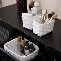 1/3pcs Handmade Straw Woven Soft Round Paper Rope Storage Basket for Organizing Decorative Storage Bins Office Storage Box 3