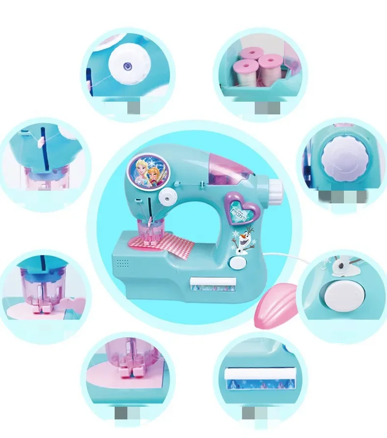 High Quality Disney Frozen Mini Electric sewing machine Handmade toy play house toys for kids best Birthday Christmas Gift 4
