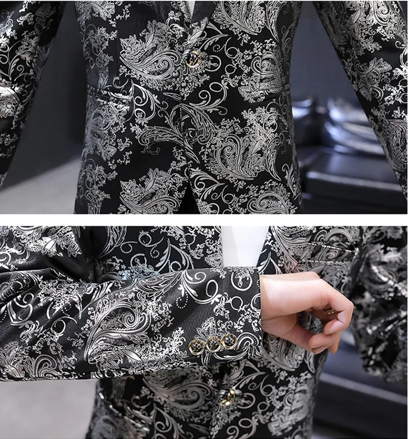 Blazer Mujer Fashion Business Handsome Gentleman Korean Version of British Style Casual Slim-fit Print Wedding Work Mens Blazer 5