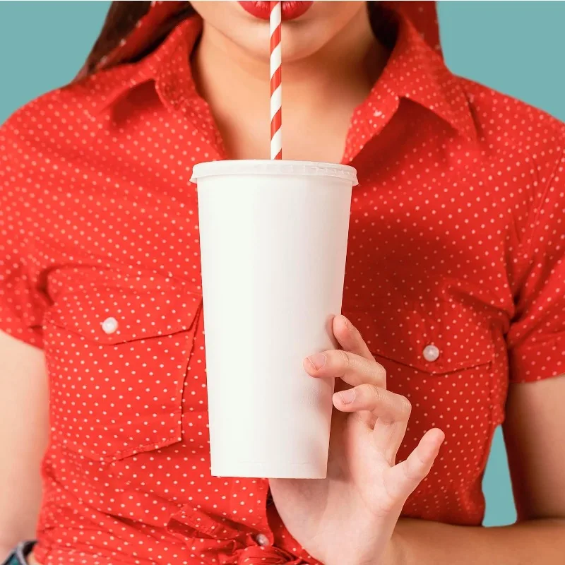 Set of 25 Biodegradable Red and White Striped Paper Straws