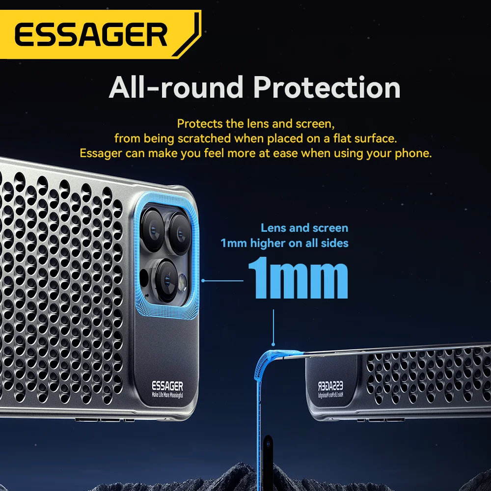 Essager Aluminum Alloy Phone Case Hollow Heat Dissipation Anti-fall Shockproof Cover For 13 13Pro 13Pro Max 14 14Pro 14Pro Max