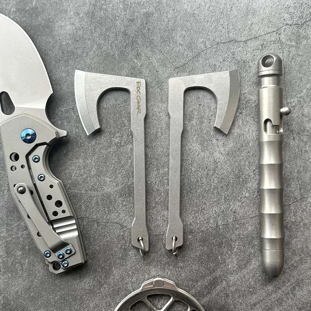 9Cr18Mov Steel Axe blade Kinfe Pendant Outdoor Decorations Necklace Bracelet Camping Gear EDC Tools K-sheath Bead Chai 2