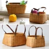 Woven Picnic Basket Multipurpose Totes Gifts Baskets Bamboo Chip Storage Basket With Handle Food Sundry Container Organizer 1