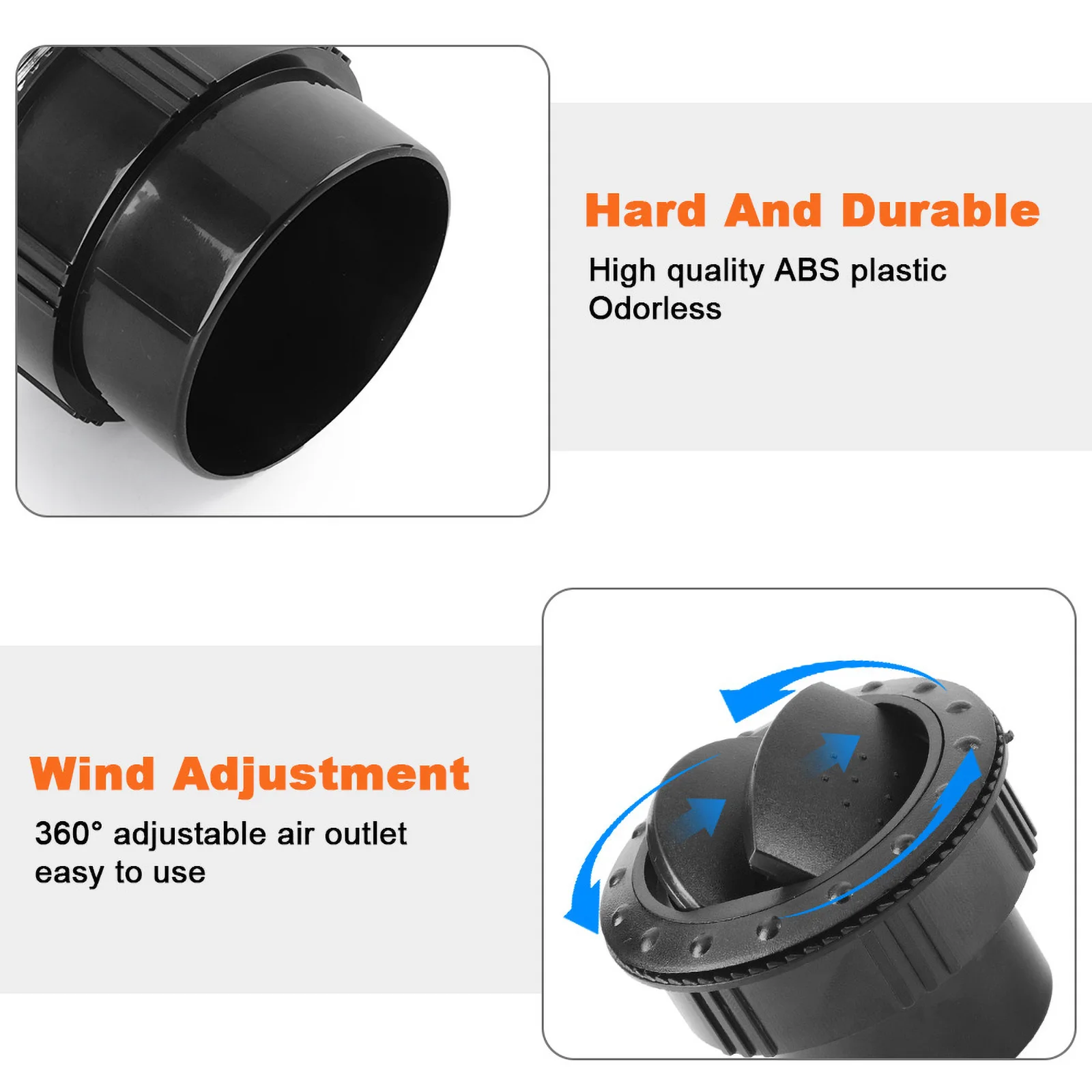 65MM 자동차 대시 보드 에어컨 통풍구 범용 2.55 인치 손잡이 유형 회전 공기 배출구 버스 RV 캠핑카 ATV A/C