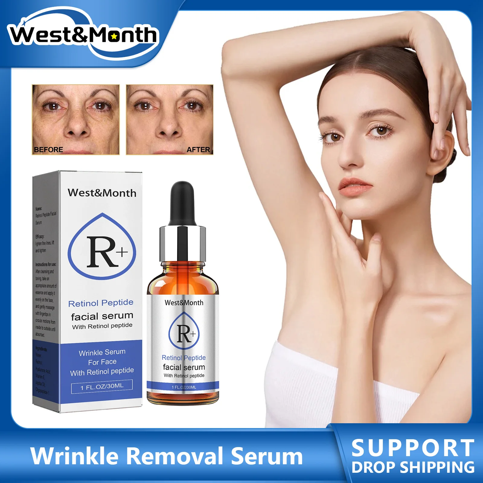 

Retinol Wrinkle Removal Serum Smooth Lifting Firming Forehead Fine Line Tighten Repair Brightening Nourishing Anti Aging Essence