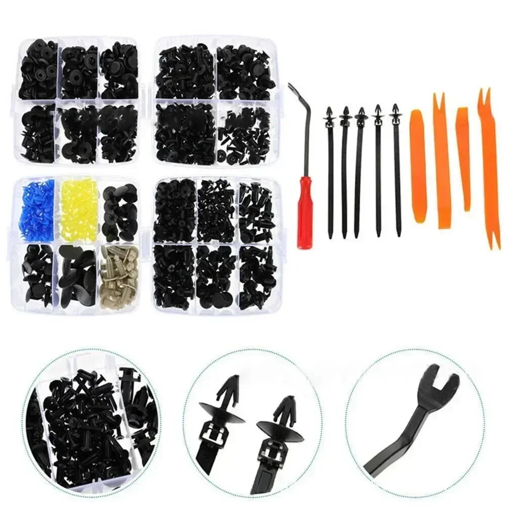 620PCS Car Fastener Clips Bumper Retainer with 30 Tools Car Plastic Rivets Fasteners Push Retainer Kit Door Trim Panel Clips