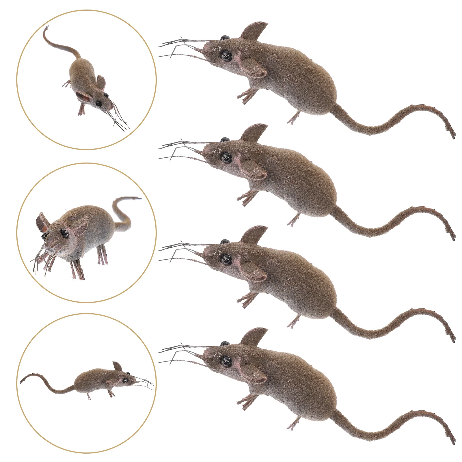 4 Pcs High Simulation Mouse Micro-landscape Decoration Teaching Model 4pcs Home Fake Iron Wire Halloween Imitation Mice for