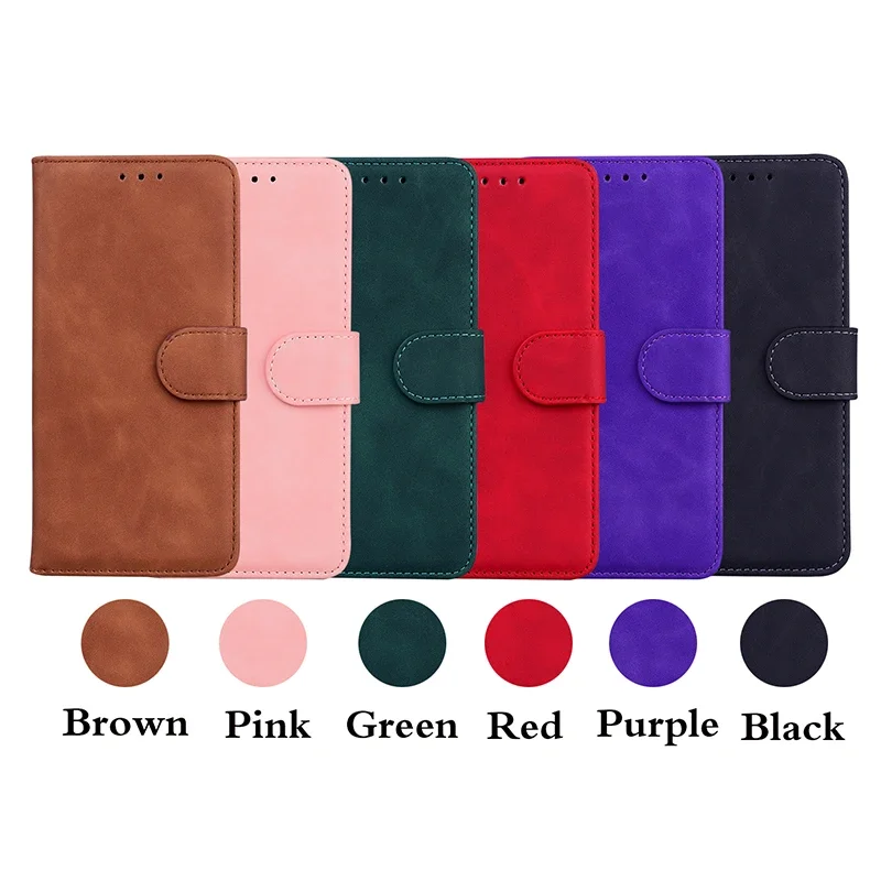 Leather Stand Flip Wallet Case - Universal Smartphone Cover