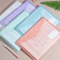 WQN-5PCS PP Plastic Envelope Clear Reusable Plastic Envelope Waterproof Folder with Button A4 Size For School Office Supplies