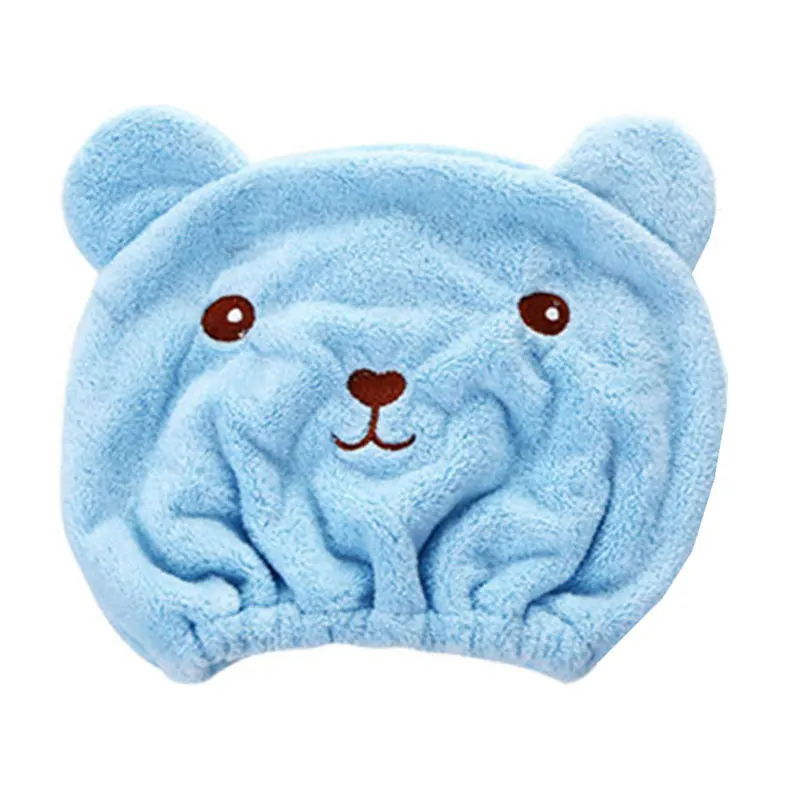 Microfibre Hair Drying Bath Towel Cap Cute Cartoon Bear Absorbent Soft Hair Dry Wrap Bathroom Accessories Bonnets hair bonnet dry hair cap