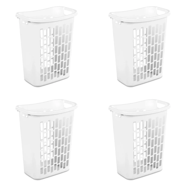 Rectangular Open Laundry Hamper Plastic, White, Set of 4 Storage