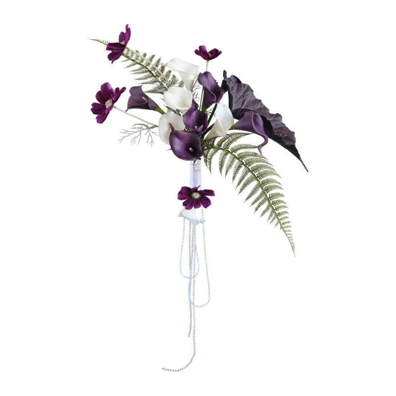 Delicate Bridal Bouquet Flower Corsage Artificial CallaLily Bouquet Photo Props Bridal for Wedding Party Prom