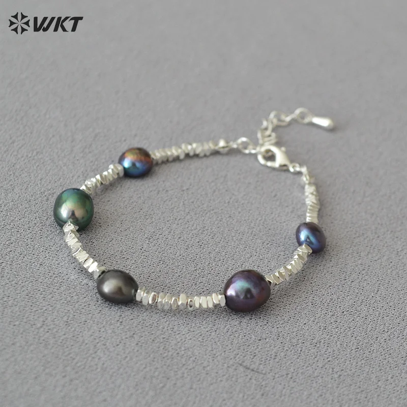 

MPB100 оптовая продажа, модные великолепные посеребренные бусины с естественной черной нестандартной фотографией, регулируемые