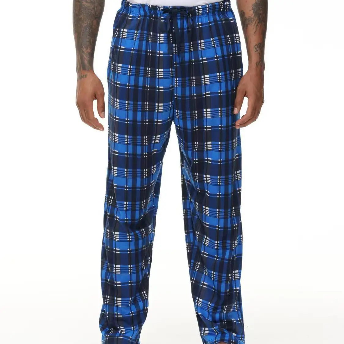 6XL Stylish Men's Pajama Pants for Spring and Autumn, Plus Size, Extra Large, High-Quality, Oversized, Black Plaid Straight-Leg Long Pants 3