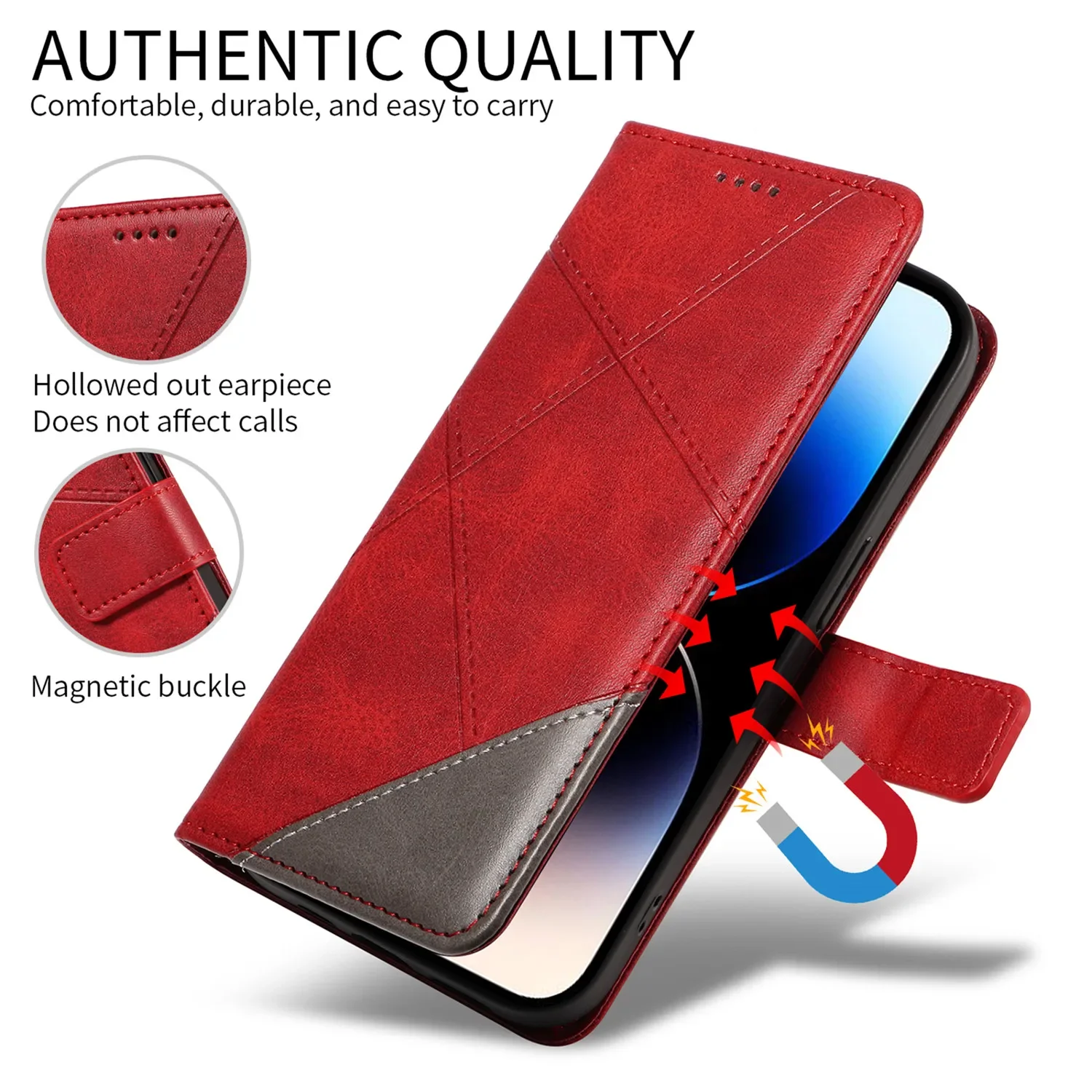 Luxury Leather Wallet Flip Phone Case with Stand - Premium Protective Cover