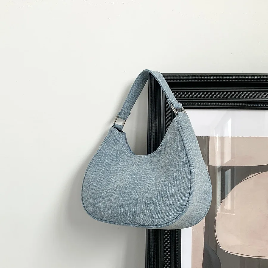 Fashion Denim Women's Designer Handbags Canvas Shoulder Bag Small Phone Flap Purses High Quality Armpit Bags for Women 2024 New
