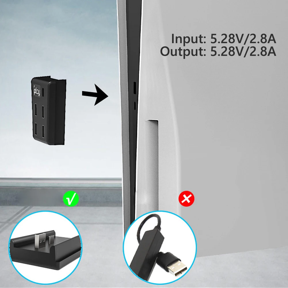 플레이스테이션 5용 5포트 USB 허브 스플리터 확장 USB3.0 어댑터 컨버터