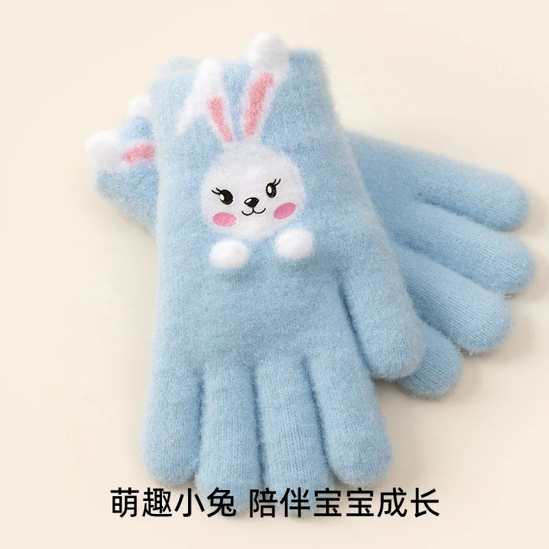 Cute cartoon gloves for little rabbits, knitted yarn for babies, cold resistant and warm gloves, children's gloves