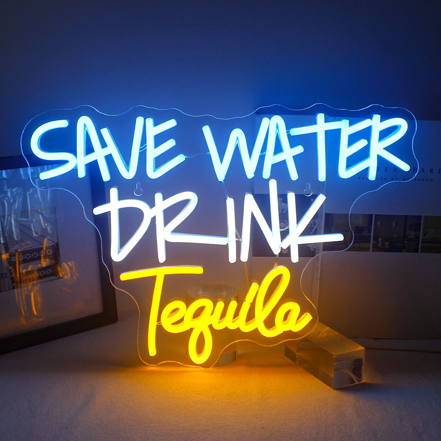 Save Water Drink Tequila Neon Sign Led Neon Lights for Wall Decor USB Light Up Signs Beer Bar Restaurant Cafe Club Party Decor neon sign led cartoon sunglasses wall hanging neon light bar club drink restaurant shop party aesthetic room decor led light