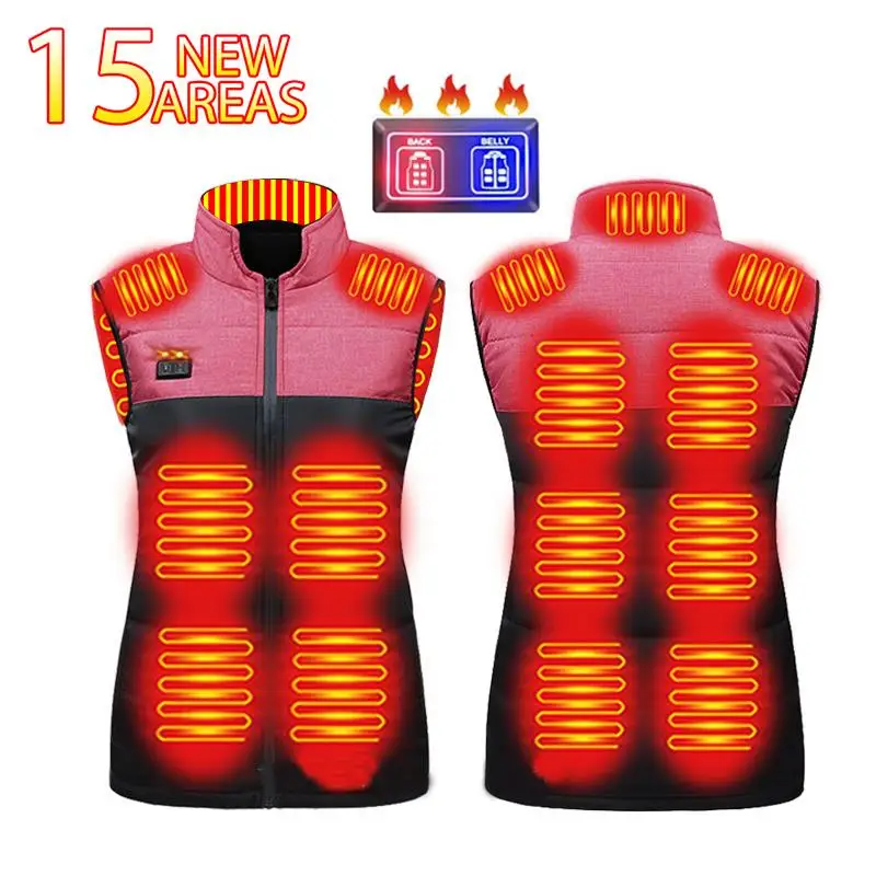 

21 Areas New Heated Vest Men Women Winter USB Electric Heating Jacket Outdoor Skiing Sports Thermal Vest Body Warmer Coat