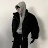 FEWQ Autumn American Vibe Thickened Cotton Jacket Men's Winter 2023 Solid Color Sleeve Design Male Tops Fashion 24X2167 2