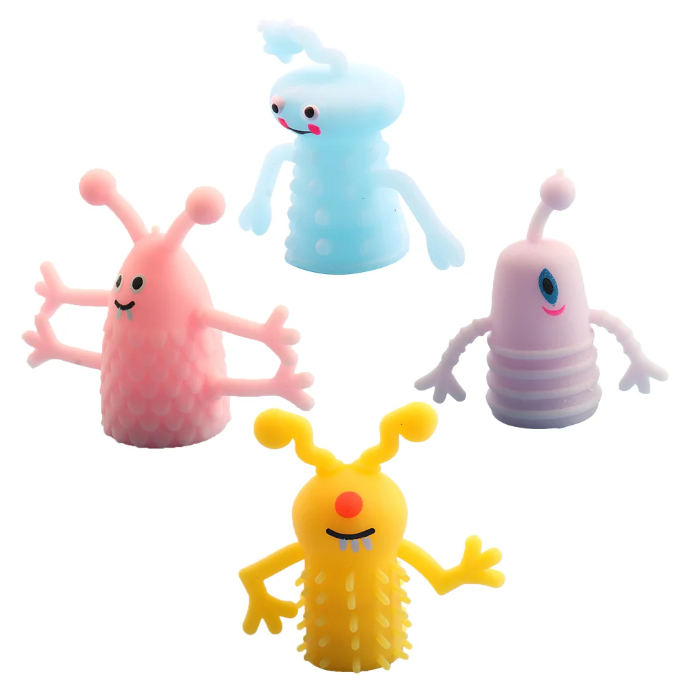 

4 Pcs Luminous Monster Finger Puppet Children Night Story Props Halloween Gifts Toy Tpr Cover Toddler Baby Educational Toys