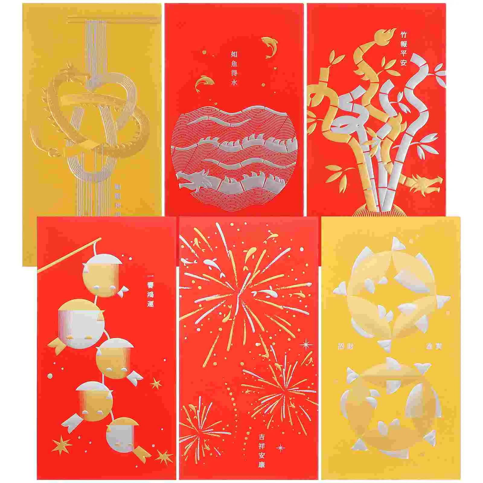 

6 Pcs 2024 Year of The Dragon Red Envelope Bag Gifts New Money Pouches Packets Chinese Style Envelopes Paper