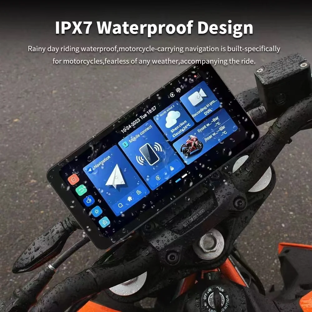 6.3인치 방수 카플레이 및 안드로이드 오토 내비게이션 BT 무선 새 상품 오토바이 및 자동차용 GPS