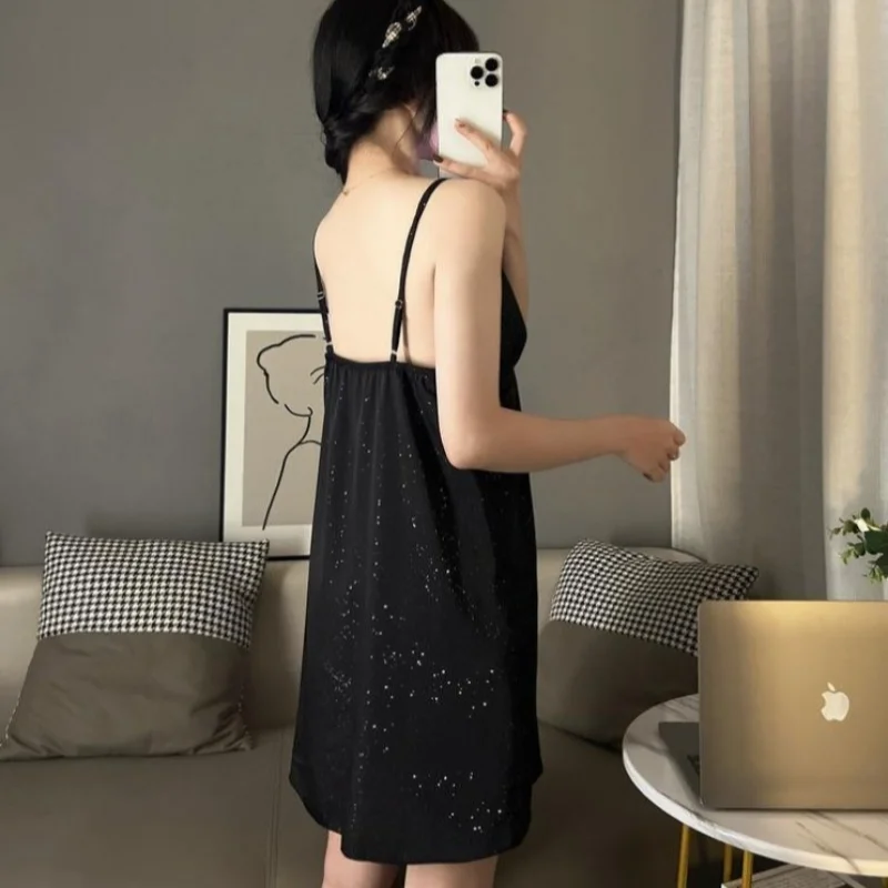 3XL 150kg Plus Size V-neck Suspender Nightgown Women Summer Homewear Sleeveless Mini Nightdress Lingerie Extra Large Sleepwear women nightgowns,women nightdresses,sleeping dress