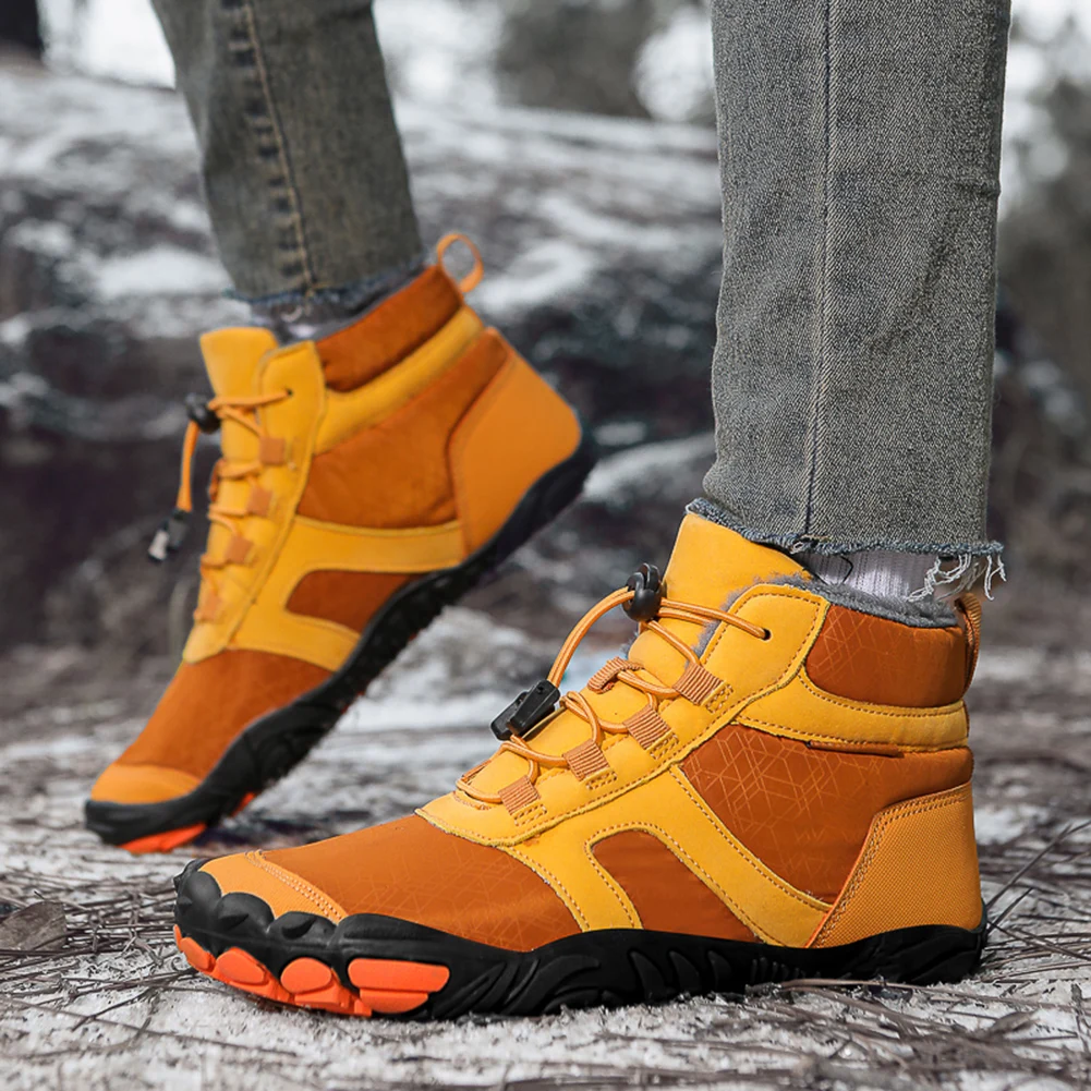 Winter Snow Boots Waterproof Barefoot Hiking Shoes Anti Slip Cold-Proof Trekking Shoes High-Top Booties for Outdoor Travel 4