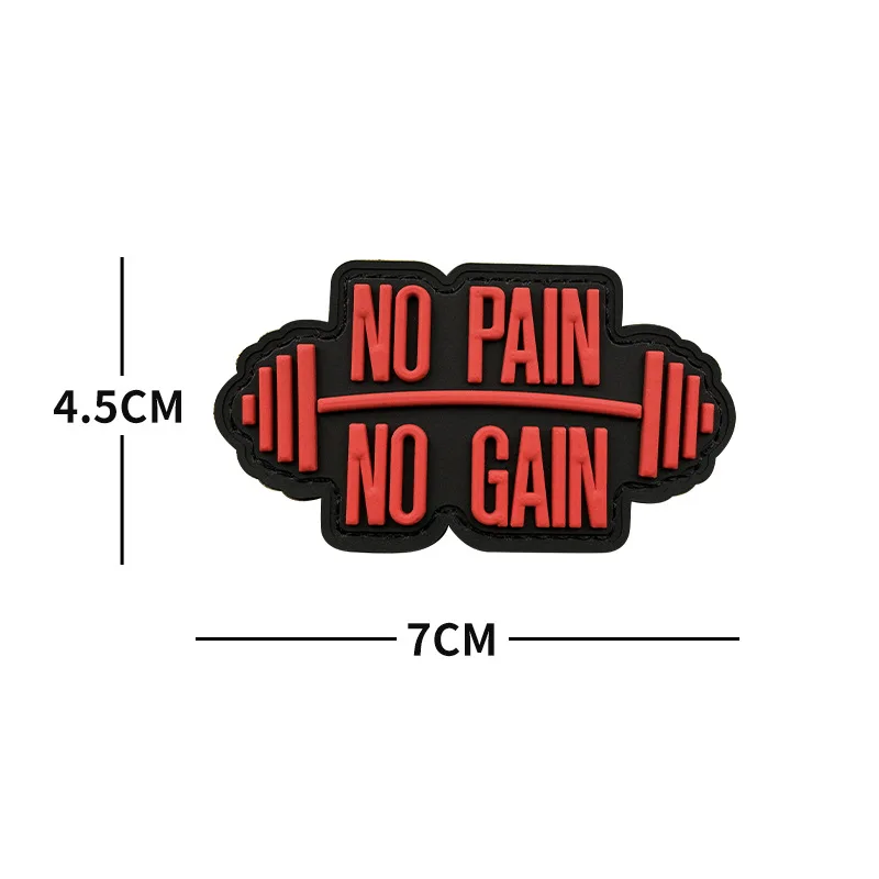 NO PAIN NO GAIN GYM Fitness Gestickter, leuchtender PVC-Patch, Outdoor-Moral-Armband, Hakenschlaufe, Rucksack, taktische Abzeichen-Applikation – Detail 17
