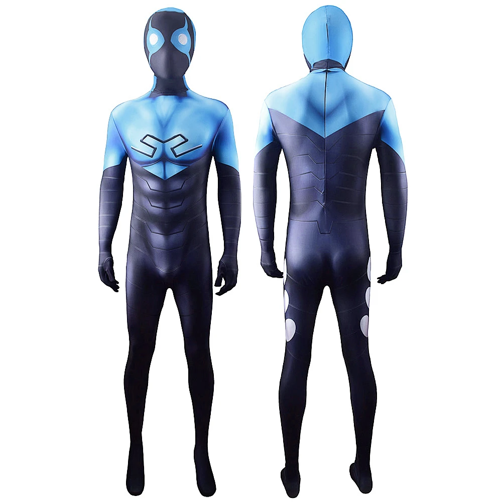 Mystery Men Comics: Blue Beetle | Bodysuit Cosplay Costume 25 Blue Spandex Zentai Bodysuit Cosplay Costume for Adults and Kids