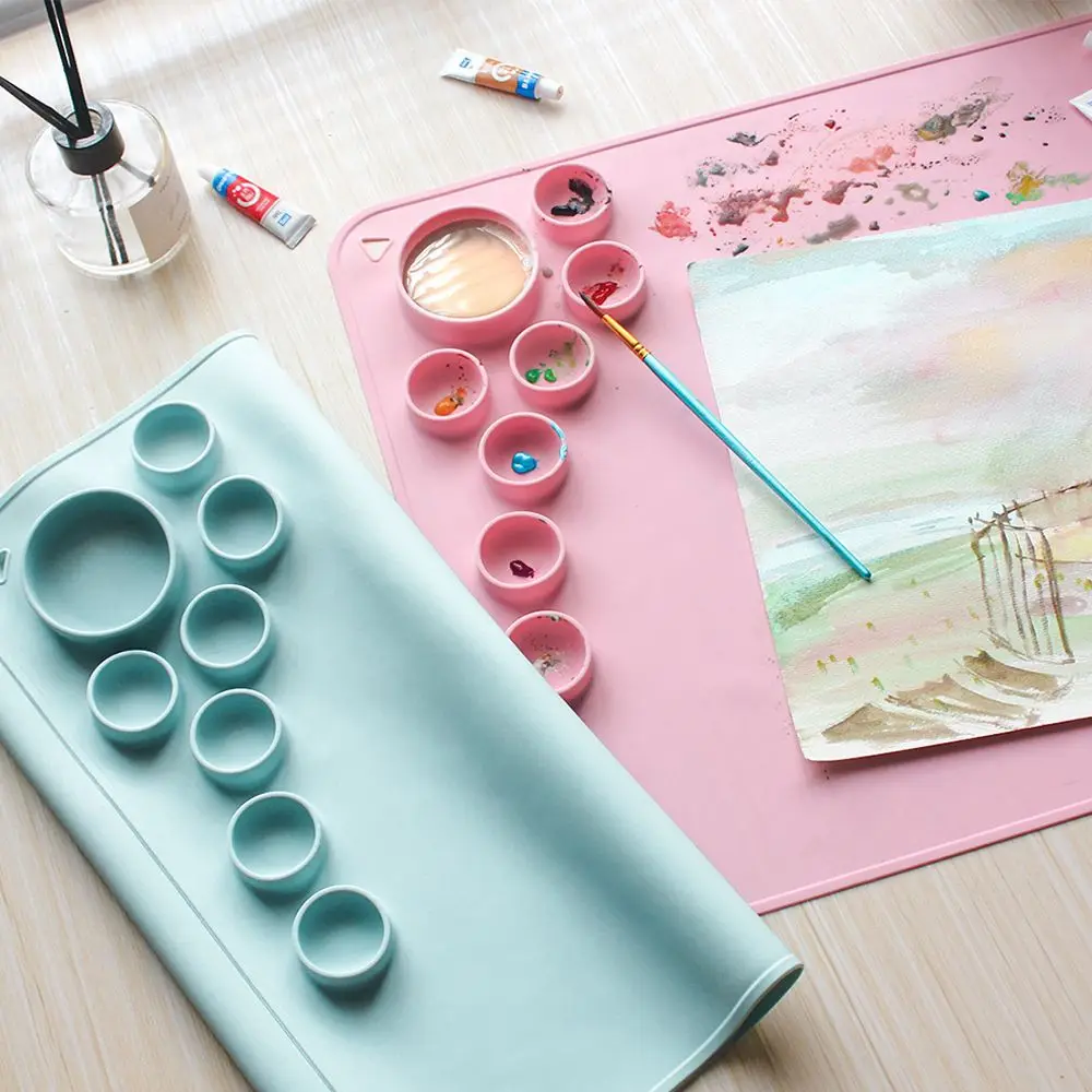 Silicone Painting Mat Pigment Palette Non-Stick Art Craft Mat For Painting Ink Blending Watercoloring Stamping