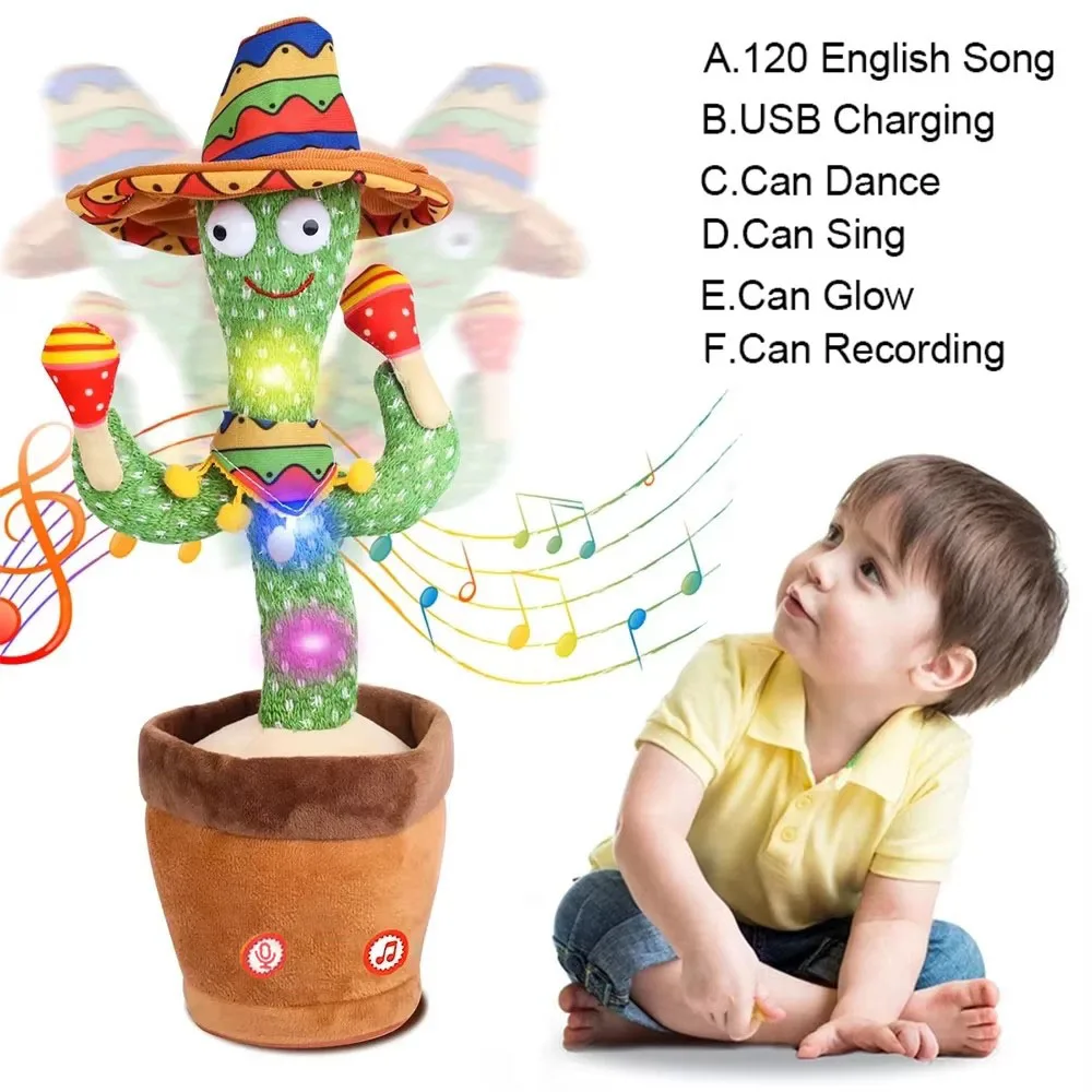 Talking Cactus Baby Toy Dancing Cactus Repeats What You say Kids English Songs Dancing Toy Gift Toddle Girls Boys dancing cactus toy