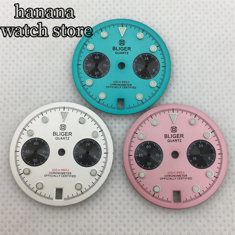 BLIGER VK64 30mm dial VK64 Quartz movement Green Luminous Panda