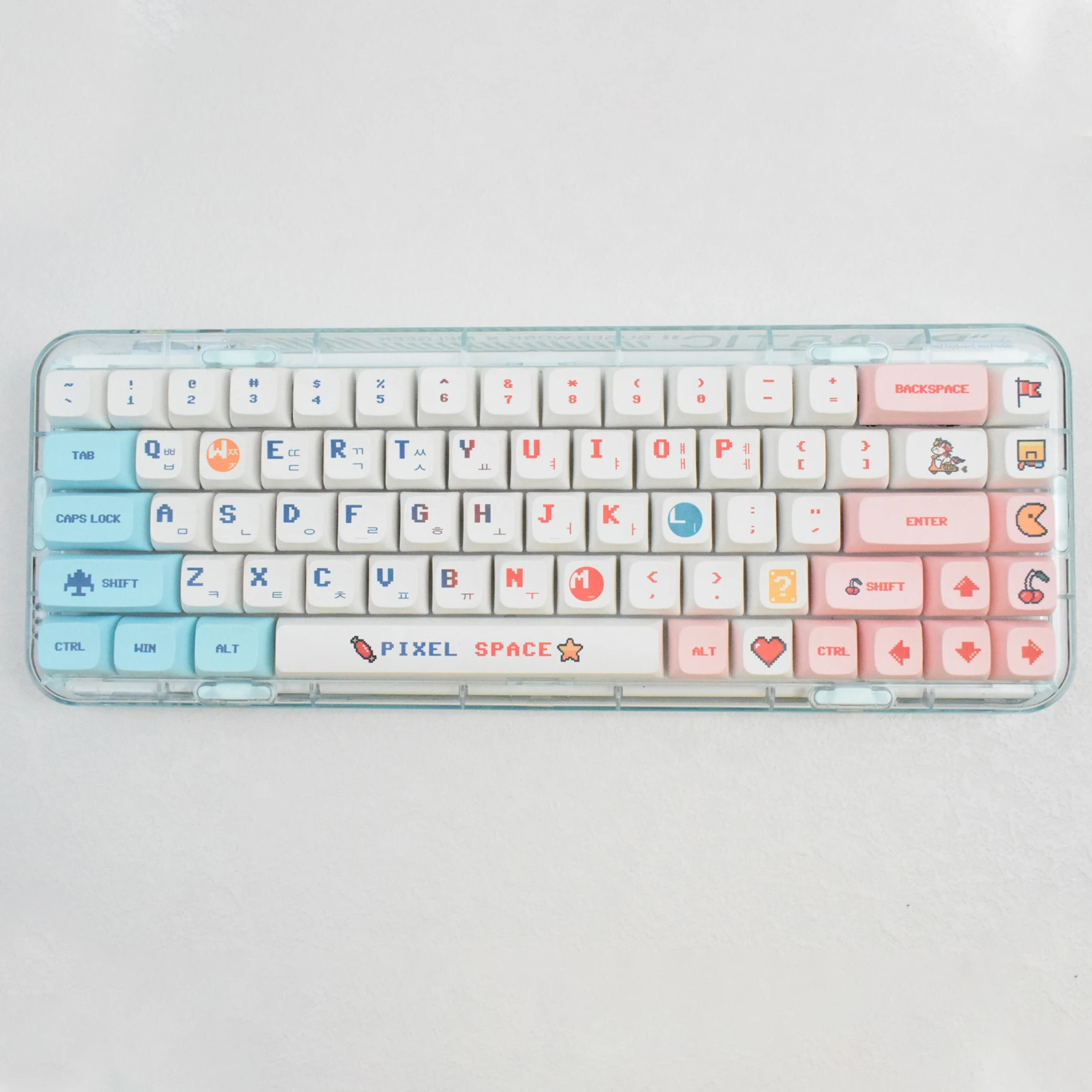 昇華型印刷キーボードキャップ,124キー,ピクセル,ピンクのキー