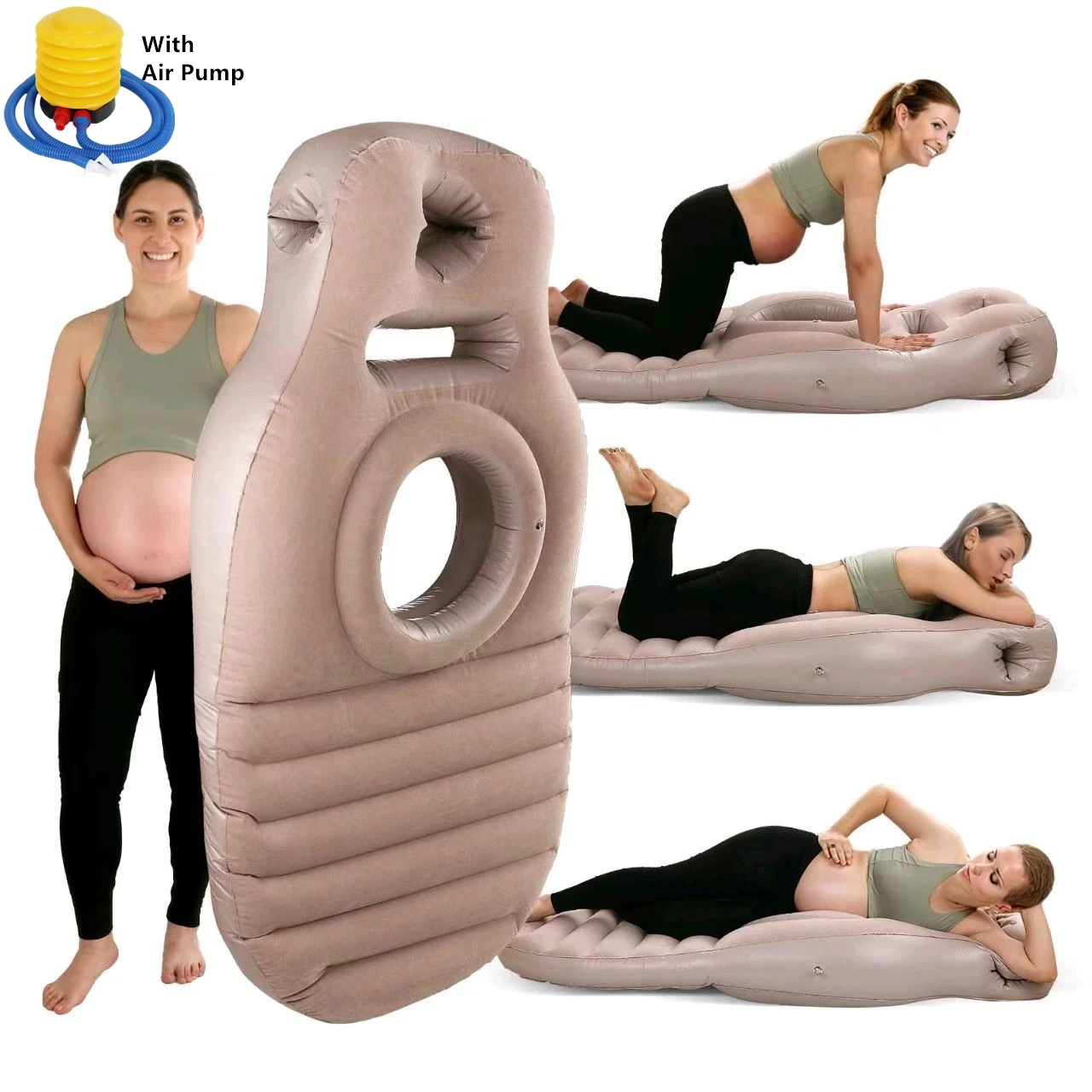 Multi functional Inflatable Pregnancy Pillow Yoga Mat For Pregnant Body Bed Pillow Sleeping Mat with Hole Portable With Air Pump