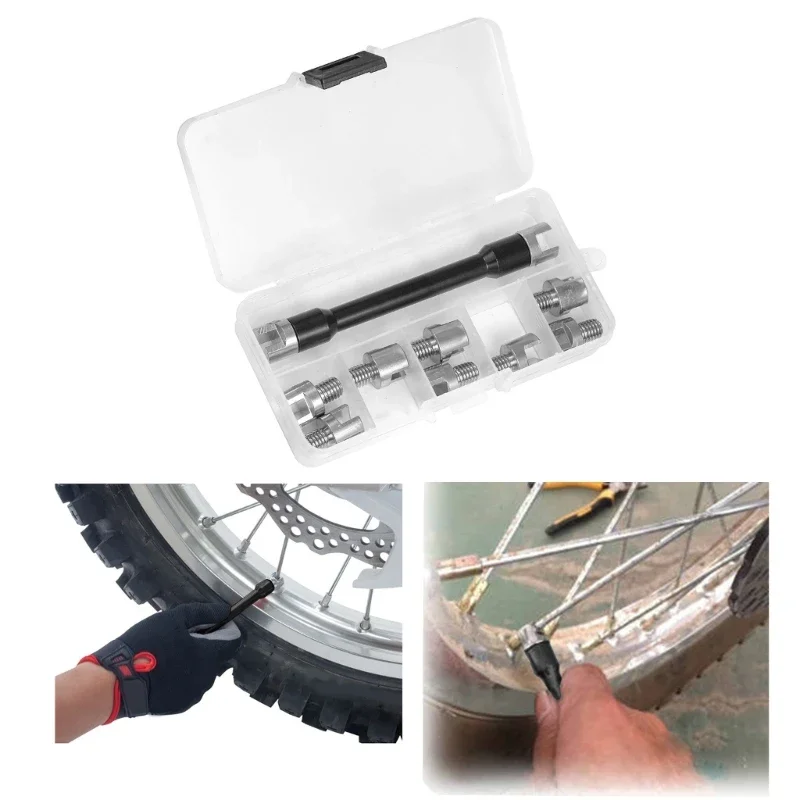 

Adjusting Spoke Tension Motorcycle Wrench Set For Most Motorbike Handle Repair Tool with 10 Pieces Hardened Tips 5.0~6.8