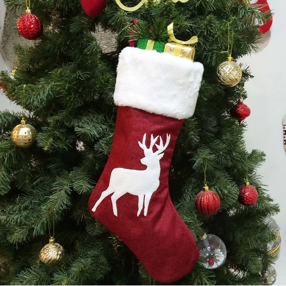 46cm Christmas Socks Hanging Ornaments Merry Christmas Plush Red Cloth Stockings Xmax Gift Packing Sock Christmas 2025