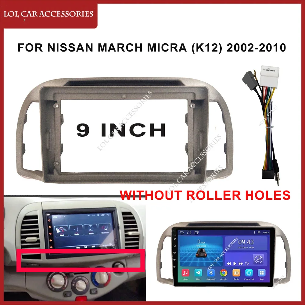 9 Inch Car Radio Stereo Android MP5 Player Casing Frame 2 Din Head Unit Fascia Install for Nissan MARCH Micra (K12) 2002-2010