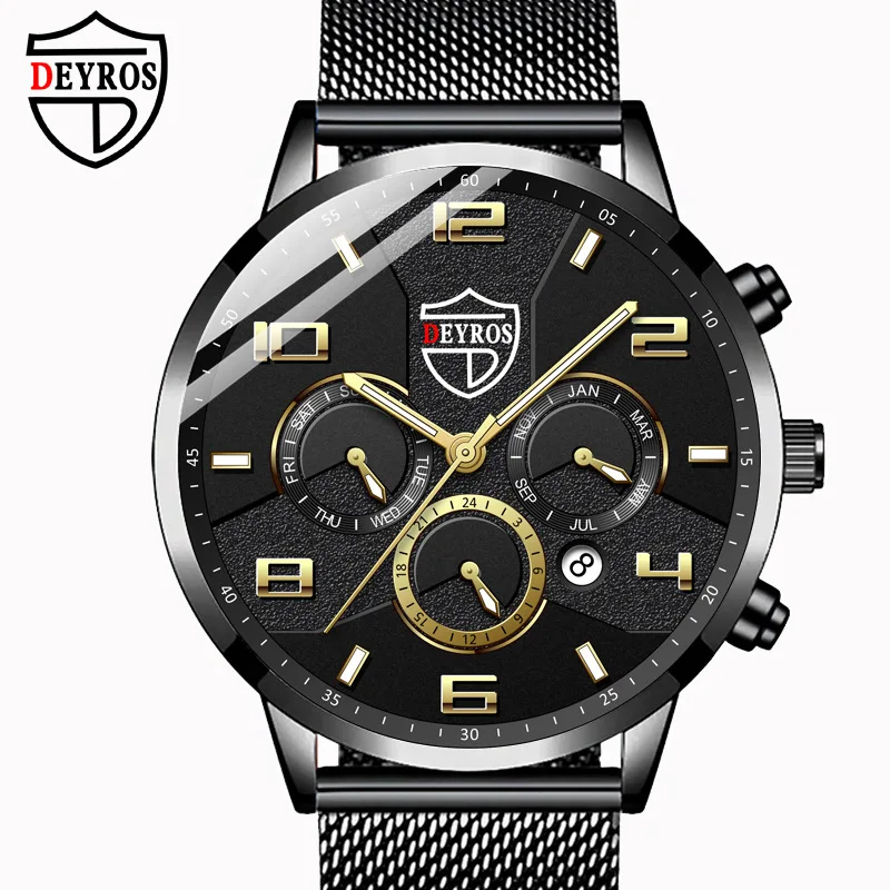 

2023 DEYROS Men Fashion Stainless Steel Watch Leisure Calendar Luminous Shi Ying Watch Men Watch Explosions Relogio Masculino