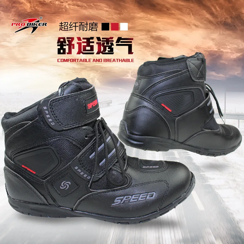 Motorcycle Riding Non-slip boots Pro-biker Racing Boots Motorbike Microfiber Leather shoes