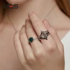 WES 925 Sterling Silver Crown Moss Agate Leaf Ring Sets for Women Mom Crystal Natural Gem Anniversary Jewelry Wholesale Gift 3